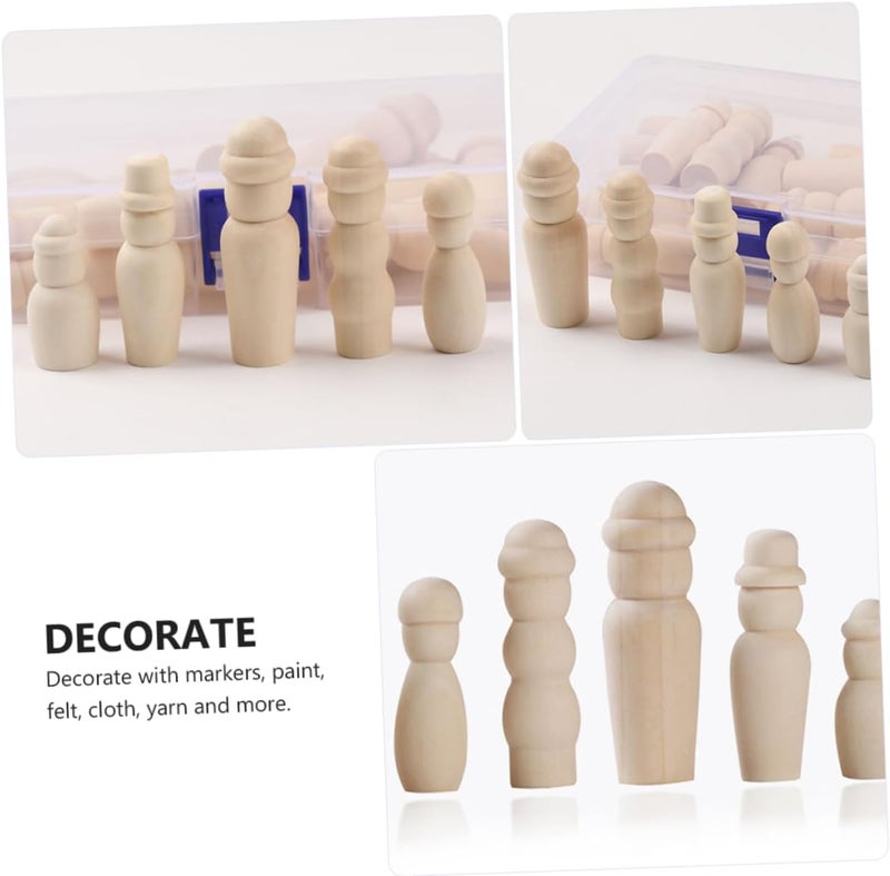 Angoily 1set Creative DIY Wooden Dolls Unfinished Puppets for Painting and Craft Projects Natural Craft Figures for Fun Art Activities and 20pcs - Image 5