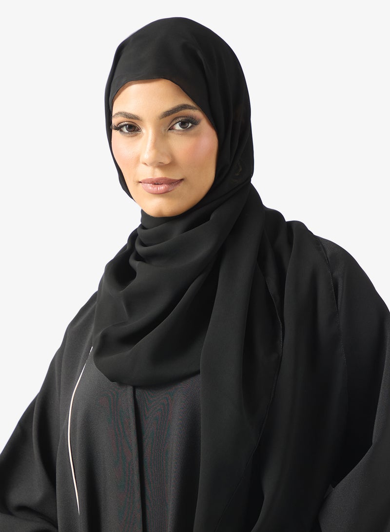 Khizana Abaya With Floral Print & Sheila - Image 4