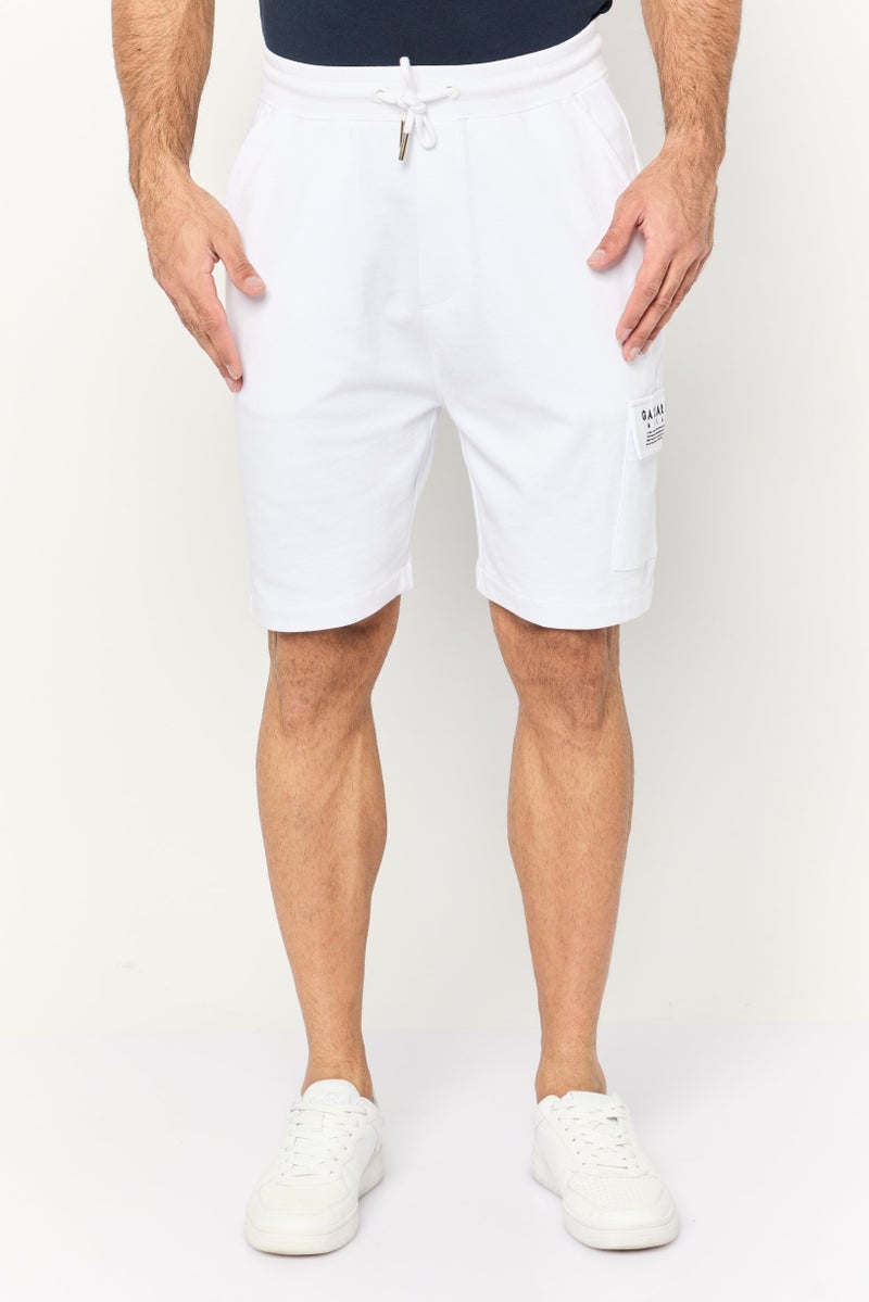 Gazzarrini شورتات كارجو للرجال بشعار العلامة التجارية، أبيض - Image 1