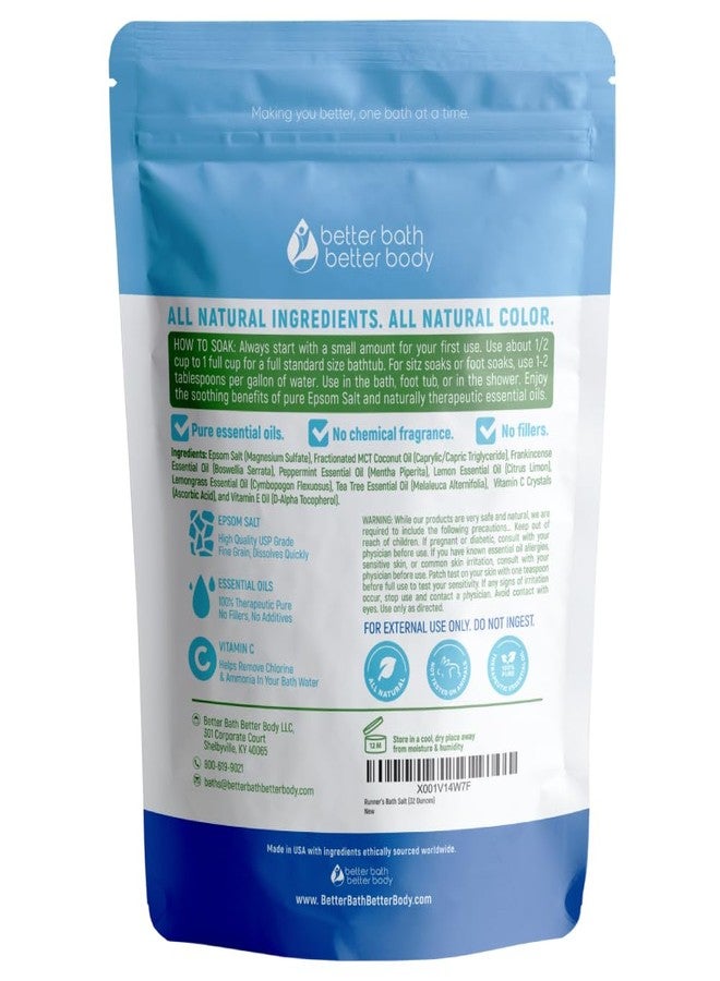 Better Bath Better Body Runner's Bath Salt 32 Ounces Epsom Salt with Natural Peppermint, Frankincense, Lemon, Cypress, Tea Tree and Lemongrass Essential Oils Plus Vitamin C in BPA Free Pouch with Easy Press-Lock Seal - Image 2