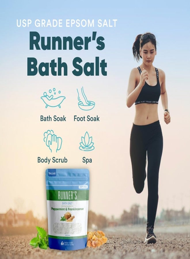 Better Bath Better Body Runner's Bath Salt 32 Ounces Epsom Salt with Natural Peppermint, Frankincense, Lemon, Cypress, Tea Tree and Lemongrass Essential Oils Plus Vitamin C in BPA Free Pouch with Easy Press-Lock Seal - Image 4