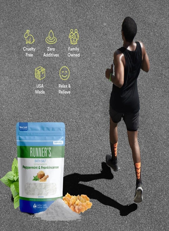 Better Bath Better Body Runner's Bath Salt 32 Ounces Epsom Salt with Natural Peppermint, Frankincense, Lemon, Cypress, Tea Tree and Lemongrass Essential Oils Plus Vitamin C in BPA Free Pouch with Easy Press-Lock Seal - Image 3