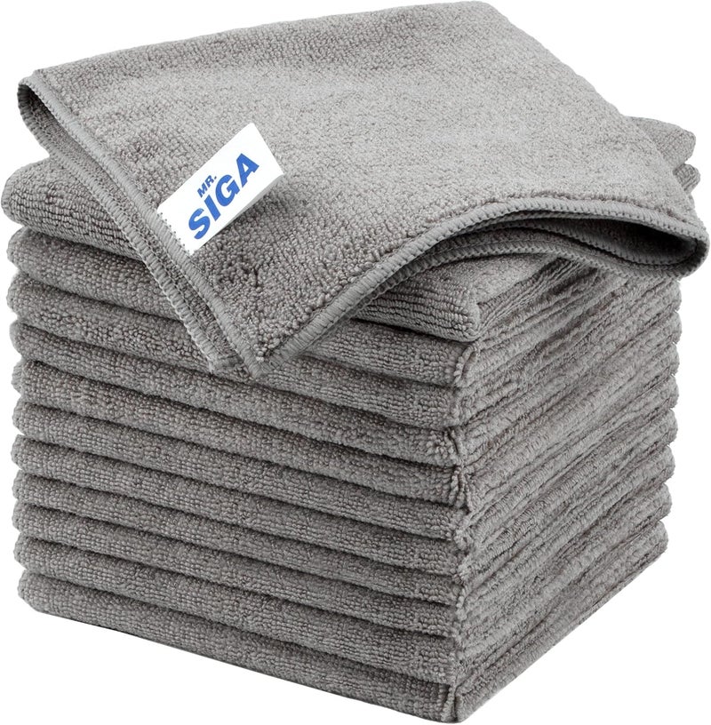 Mr Siga MR.SIGA Microfiber Cleaning Cloths, All-Purpose Towels, Pack of 12, Grey, 32 x 32 cm - Image 1