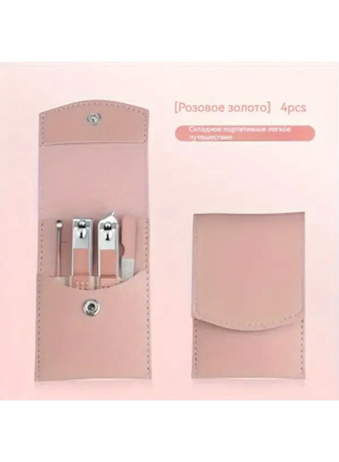 Rose Gold 4 Piece Professional Stainless Steel Nail Clipper Set With Storage Case - Image 4