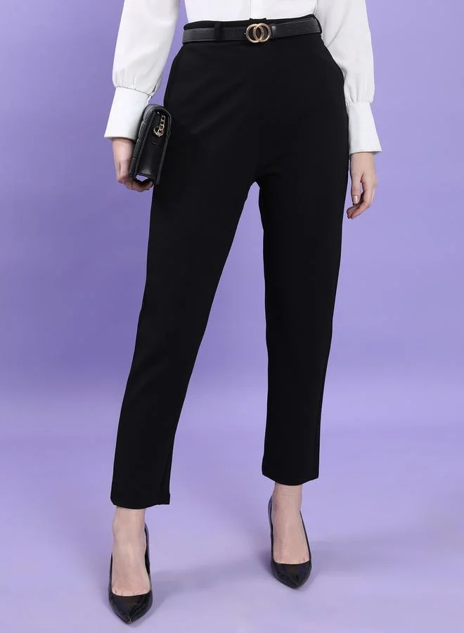 Tokyo Talkies Slim Fit High Rise Trousers with Pockets by Styli