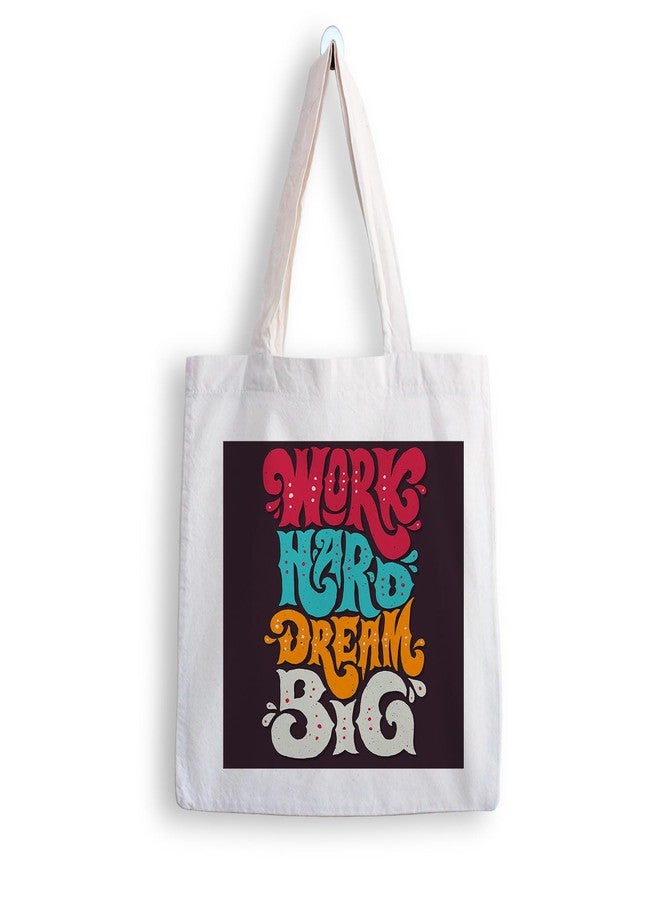 ARTBUG Tote Bag for Women with zip, Aesthetic Canvas tote bag for college girls, office, stylish and reusable - Work Hard Dream Big - D No - 240 - Image 1