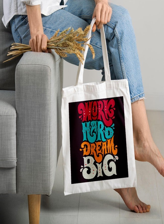 ARTBUG Tote Bag for Women with zip, Aesthetic Canvas tote bag for college girls, office, stylish and reusable - Work Hard Dream Big - D No - 240 - Image 2