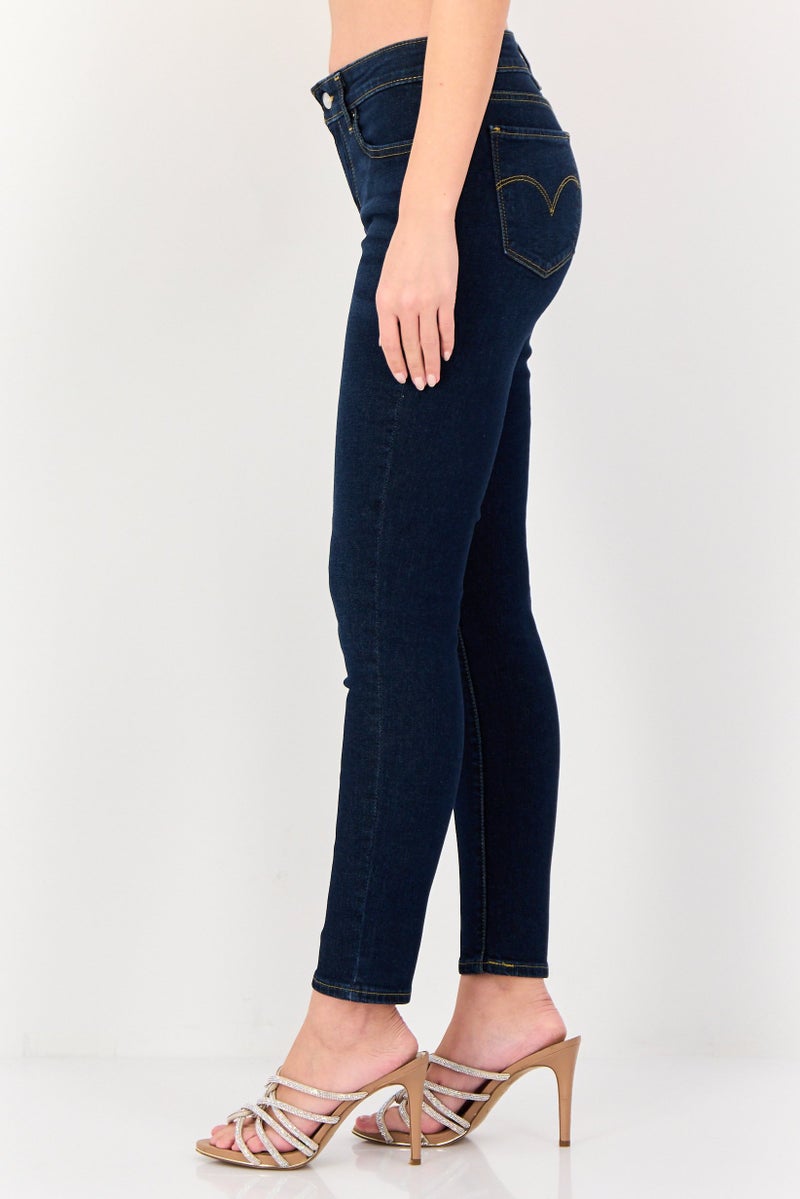 Levi's Women Skinny Fit Washed Stretchable Denim, Navy - Image 3