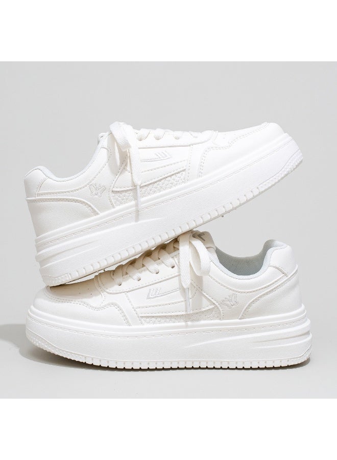 Warrior Women's Platform White Sneakers – Retro Chunky Design, Comfortable & Versatile, Must-Have for Daily Wear