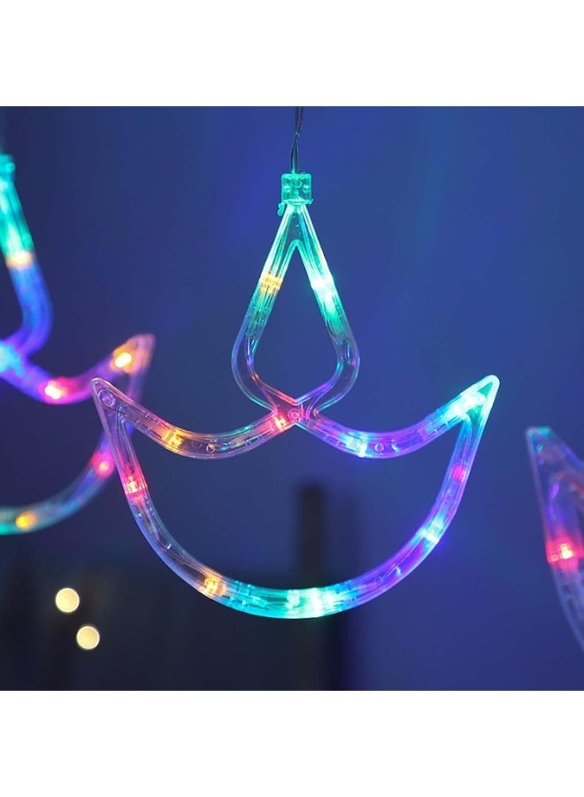 أضواء ستائر ديوالي ديا - 12 سلسلة أضواء LED ديوالي ملونة RGB لتزيين المنزل والشرفة والنوافذ والمكتب في احتفالات ديوالي - Image 2