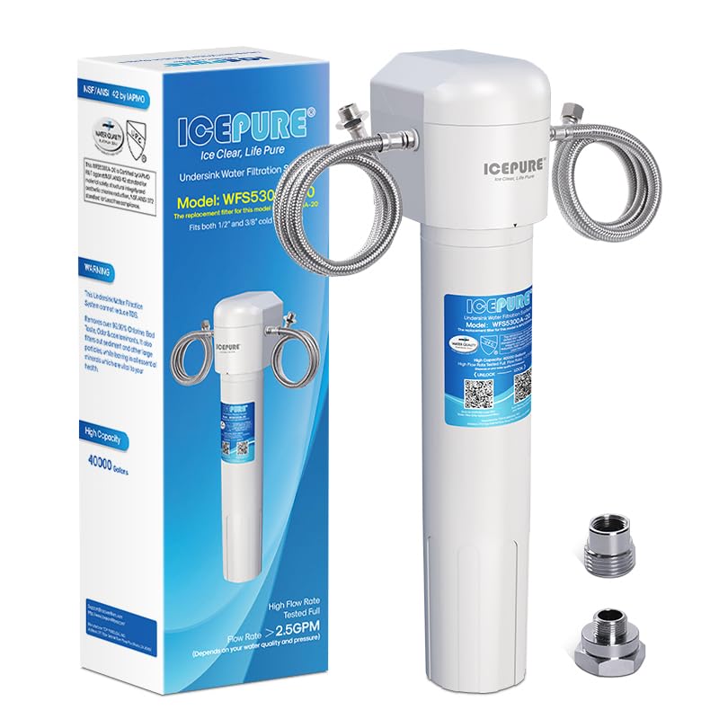 ICEPURE WFS5300A-20 5 Years or 40K Gallons Under Sink Water Filtration System, Ultra High Capacity NSF/ANSI CAN372 & 42 Certified, Direct Connect Drinking Faucet, Removes Chlorine, Odor, Heavy Metals - Image 1