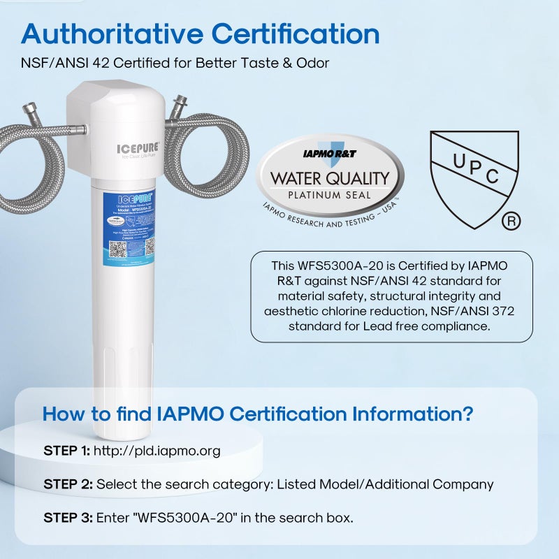 ICEPURE WFS5300A-20 5 Years or 40K Gallons Under Sink Water Filtration System, Ultra High Capacity NSF/ANSI CAN372 & 42 Certified, Direct Connect Drinking Faucet, Removes Chlorine, Odor, Heavy Metals - Image 2