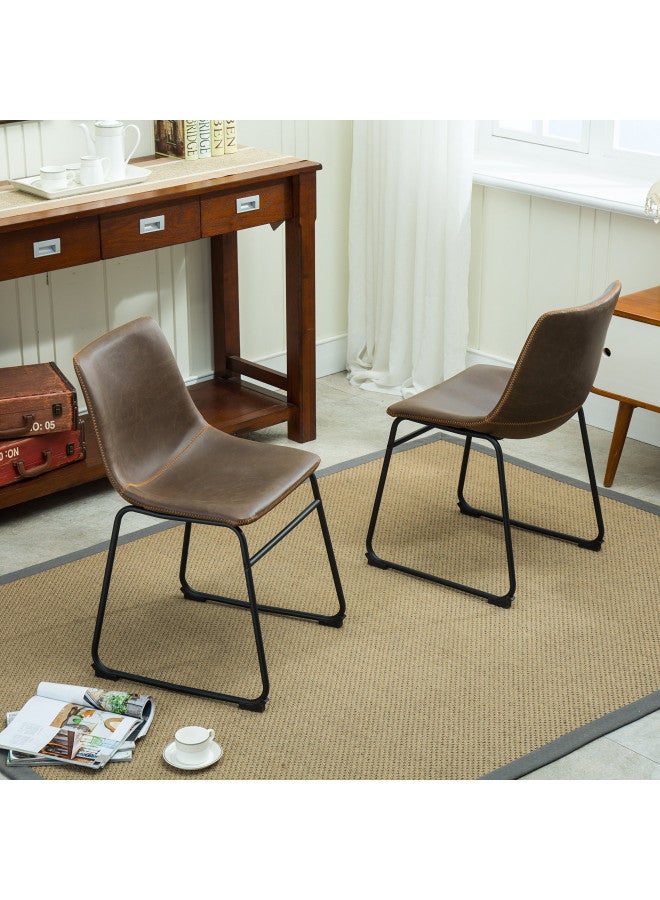 Roundhill Furniture Roundhill Furniture Lotusville PU Leather Dining Chairs, Set of 2, Brown  - Image 5