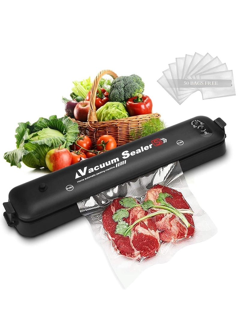 ELTRAZONE Single-touch Portable Food Saver Vacuum Sealer Machine with 2-Functions for Fruits, Nuts, Meat, Sweets, Vegetables, with 50 Pieces Sealed Bags. - Image 1