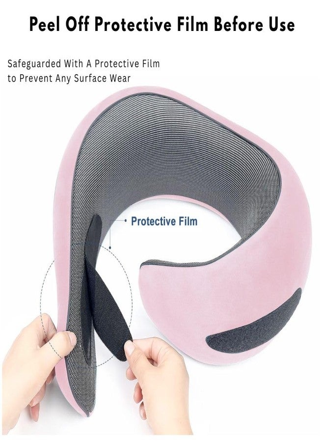 TornadoZ Neck Travel Pillow for Airplanes | 100% Pure Memory Foam Travel Neck Pillow, Comfortable Breathable Cover 360° Support for Flight Headrest Sleep, Cars, Portable Plane Accessories for Adult & Kid -Pink - Image 2