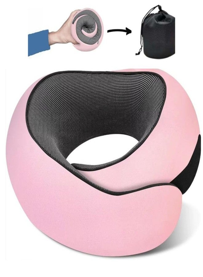 TornadoZ Neck Travel Pillow for Airplanes | 100% Pure Memory Foam Travel Neck Pillow, Comfortable Breathable Cover 360° Support for Flight Headrest Sleep, Cars, Portable Plane Accessories for Adult & Kid -Pink - Image 1