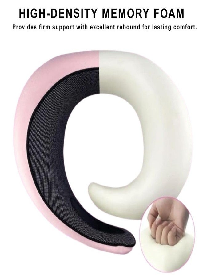 TornadoZ Neck Travel Pillow for Airplanes | 100% Pure Memory Foam Travel Neck Pillow, Comfortable Breathable Cover 360° Support for Flight Headrest Sleep, Cars, Portable Plane Accessories for Adult & Kid -Pink - Image 5