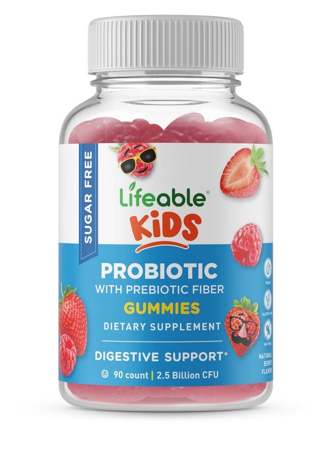 Lifeable Sugar Free Probiotics with Prebiotics Fiber for Kids - Great Tasting Natural Flavor Gummy Supplement - Keto Friendly Probiotic Chewable - 90 Gummies - Image 1