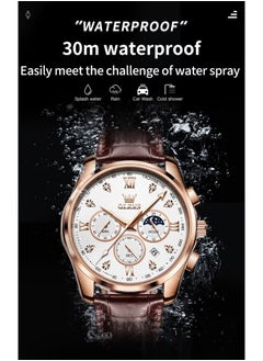 OLEVS Watches for Men Quartz Leather Chronograph Water Resistant Watch 2888  - Image 4