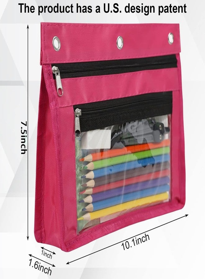 YoeeJob 36 Pack 1 Inch Expandable Zipper Pencil Pouches with Clear Window for 3 Ring Binder, Suitable for School & Office(Rose Red) - Image 2
