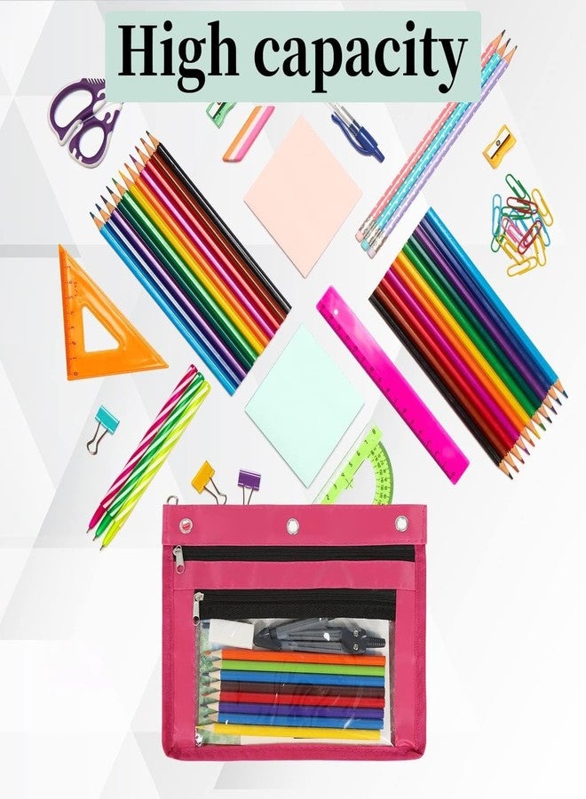 YoeeJob 36 Pack 1 Inch Expandable Zipper Pencil Pouches with Clear Window for 3 Ring Binder, Suitable for School & Office(Rose Red) - Image 5