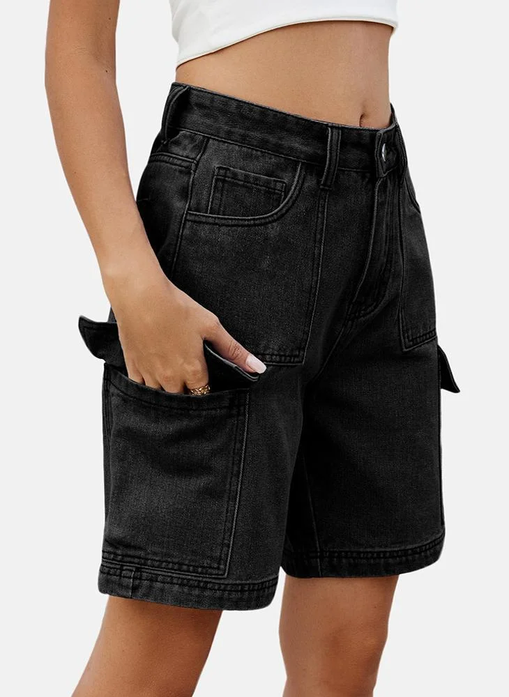 يونيكي Grey Mid Rise Plain Regular Fit Shorts