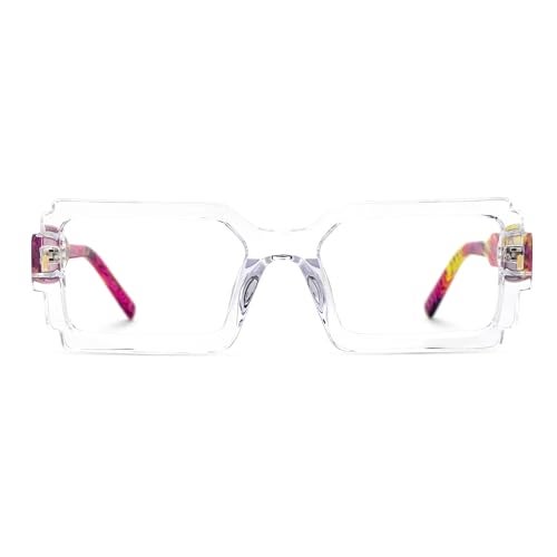Zeelool Eyeglasses Frames for Women Transparent Non Prescription Eyewear Glasses Chic Rectangle Full Glasses with Spring Hinges JGA976890-02 - Image 1
