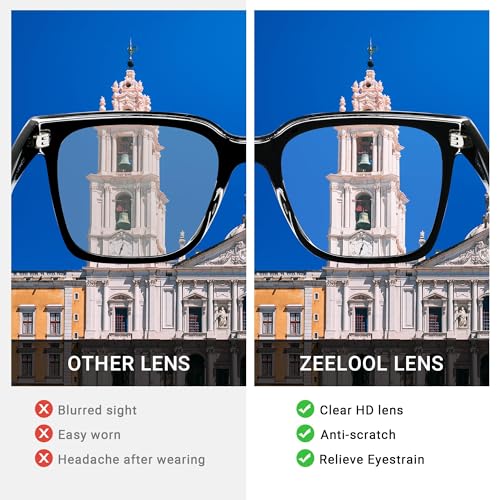 Zeelool Eyeglasses Frames for Women Transparent Non Prescription Eyewear Glasses Chic Rectangle Full Glasses with Spring Hinges JGA976890-02 - Image 5