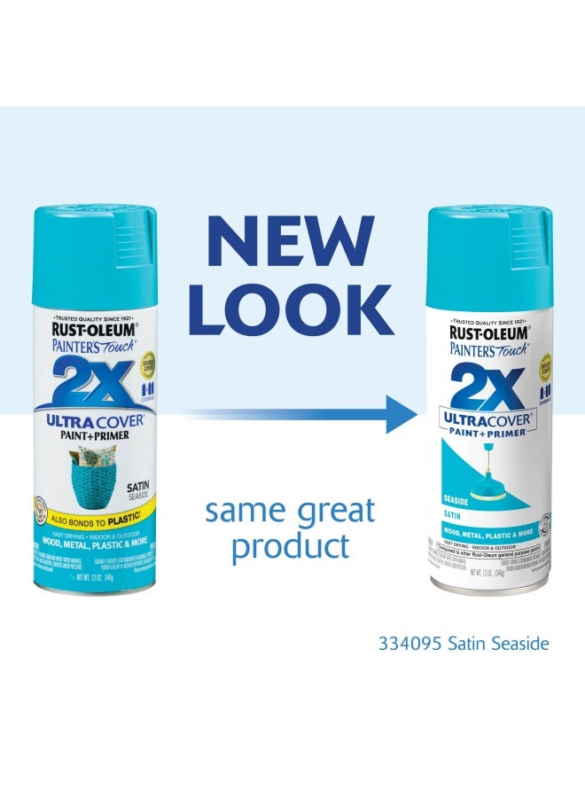 RUST-OLEUM 334095 Painter S Touch 2X Ultra Cover Spray Paint 12 Oz Satin Seaside - Image 2