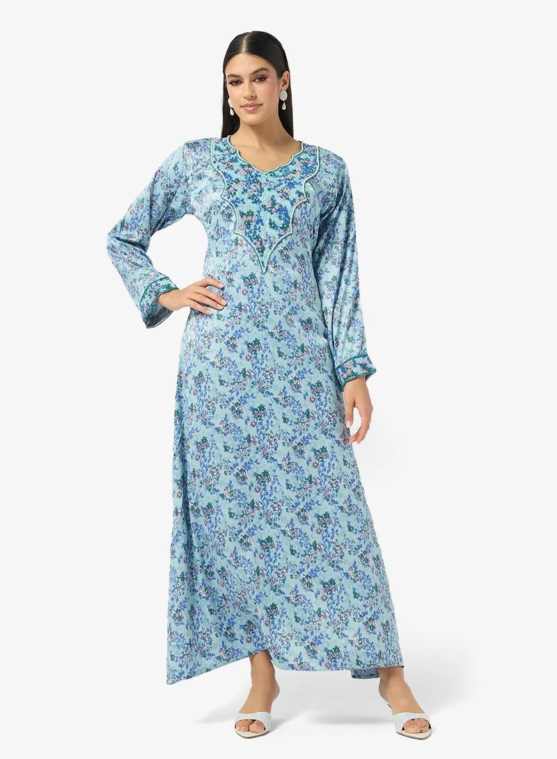 ARABIAN CLOSET Embellished Belted Jalabiya