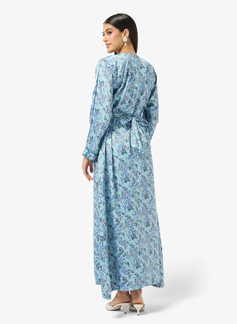 ARABIAN CLOSET Embellished Belted Jalabiya