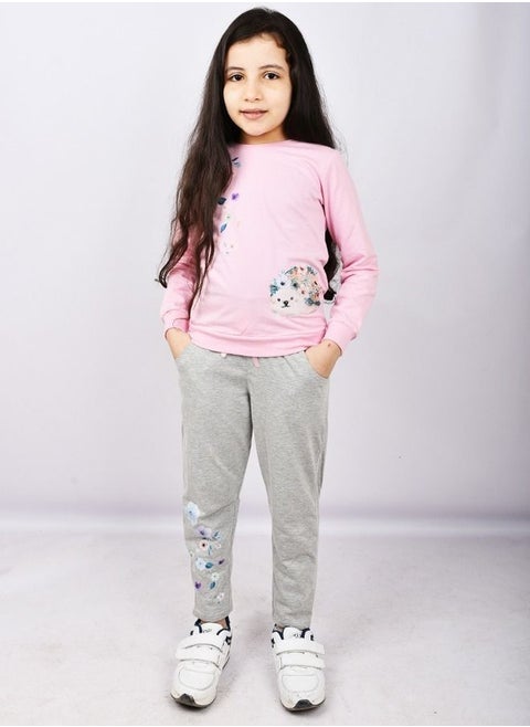 Pink and gray two-piece girls' outfit