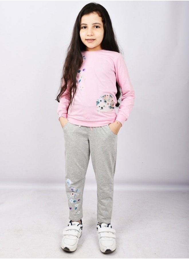Banotex - Pink and gray two-piece girls' outfit - Image 1