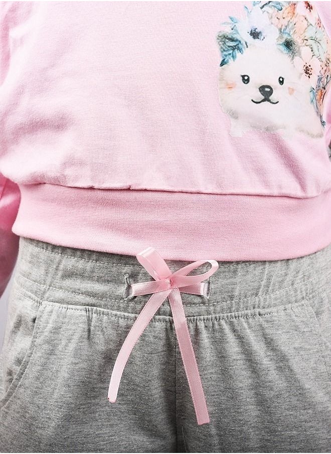 Banotex - Pink and gray two-piece girls' outfit - Image 1