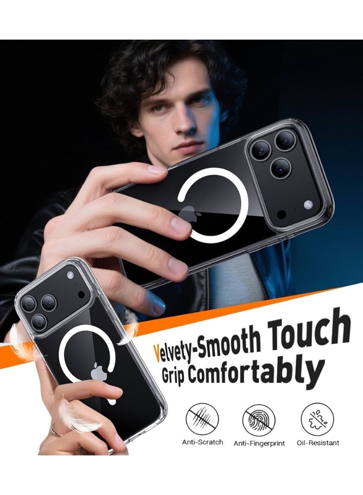 ريتي غطاء ايفون 17 برو المغناطيسي – شفاف مقاوم للصدمات، نحيف، قبضة مريحة مقاومة للانزلاق، متوافق مع MagSafe، حماية من الصدمات والكاميرا والشاشة، غطاء هاتف متين - Image 3