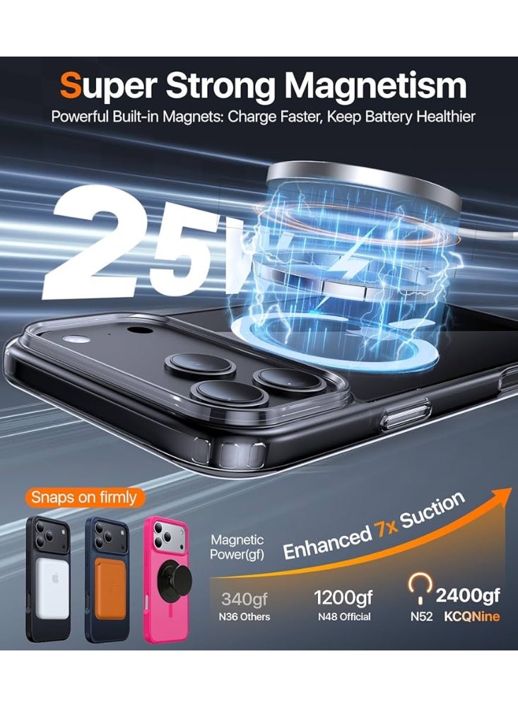 ريتي غطاء ايفون 17 برو المغناطيسي – شفاف مقاوم للصدمات، نحيف، قبضة مريحة مقاومة للانزلاق، متوافق مع MagSafe، حماية من الصدمات والكاميرا والشاشة، غطاء هاتف متين - Image 5