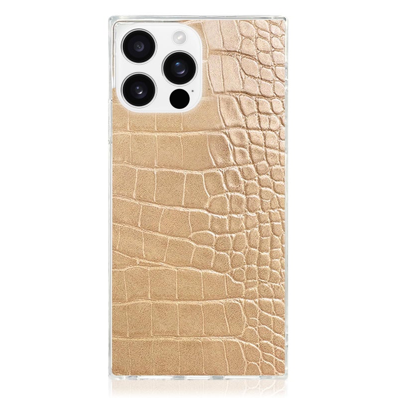 Flaunt Official Square Protective Case Compatible with iPhone 16 Pro Max Compatible with MagSafe Wireless Charging DropTested Shockproof Tan Crocodile - Image 2