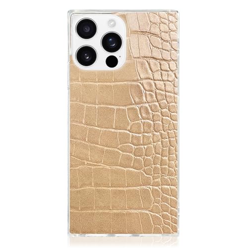 Flaunt Official Square Protective Case Compatible with iPhone 16 Pro Max Compatible with MagSafe Wireless Charging DropTested Shockproof Tan Crocodile - Image 1