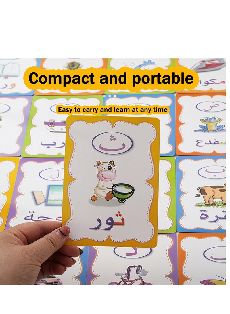 الاسامكو مجموعة بطاقات تعليمية ملونة بتصميم حروف ابجدية عربية مكونة من 28 قطعة، مجموعة العاب تعليمية تفاعلية مع قلم ماركر للاطفال للتدرب والكتابة (عربي) - Image 4