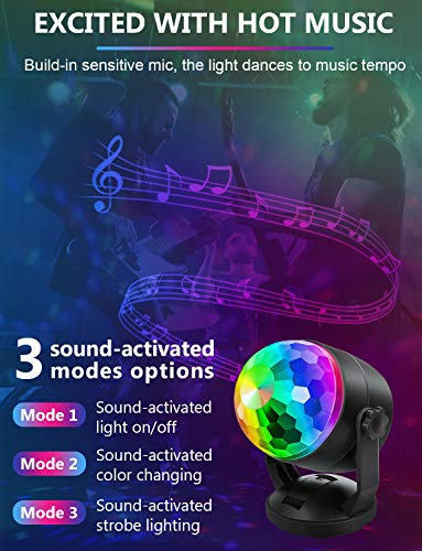 Luditek Disco Ball Party Lights Sound Activated Battery Powered Portable Karaoke Dancing Strobe Lights for Indoor Outdoor Christmas Halloween Party Decorations Supplies for Car Home - Image 5