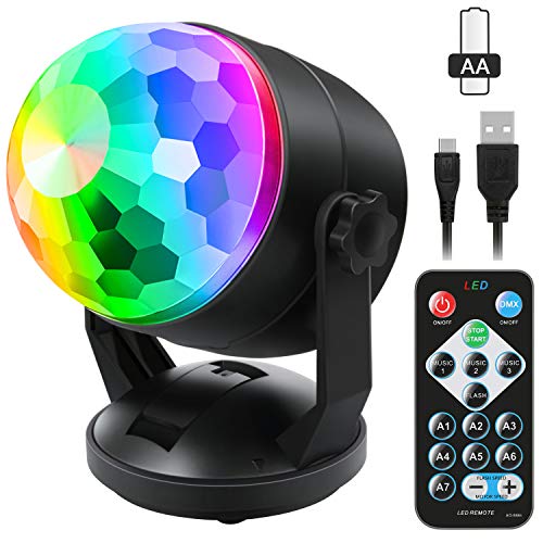 Luditek Disco Ball Party Lights Sound Activated Battery Powered Portable Karaoke Dancing Strobe Lights for Indoor Outdoor Christmas Halloween Party Decorations Supplies for Car Home - Image 1