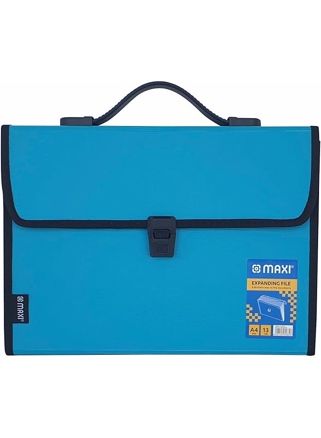 ماكسي ملف توسيع 13 شبكة بمقبض فيروزي 13 جيوب توسيع المجلدات المحمولة الأكورديون A4 منظم قابل للتوسيع - Image 1