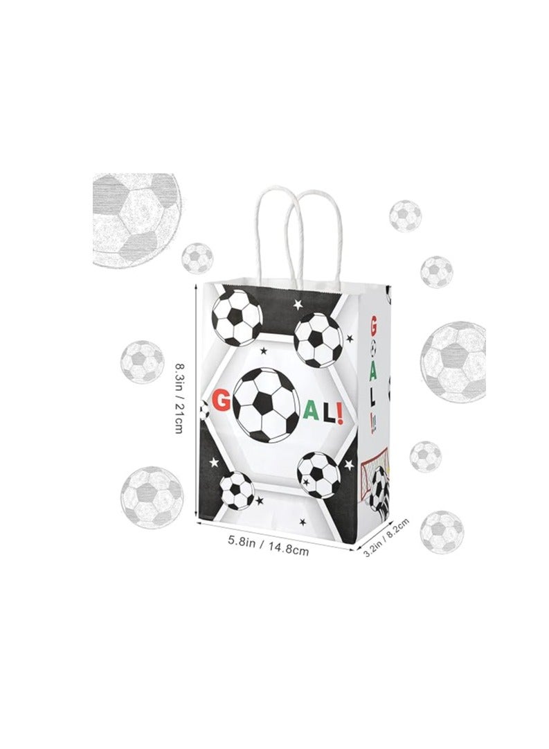 Excefore 12pcs Soccer Party Favor Paper Bags, Football Themed Party Bags with Handles Soccer Goodie Bags Treat Candy Bags for Kids Adults Soccer Party Supplies - Image 2