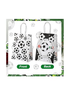 Excefore 12pcs Soccer Party Favor Paper Bags, Football Themed Party Bags with Handles Soccer Goodie Bags Treat Candy Bags for Kids Adults Soccer Party Supplies  - Image 3