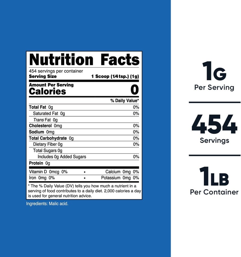 Nutricost مسحوق حمض الماليك من نوتريكوست 1 رطل خالي من الجلوتين غير معدل وراثيًا 454 جرام - Image 2