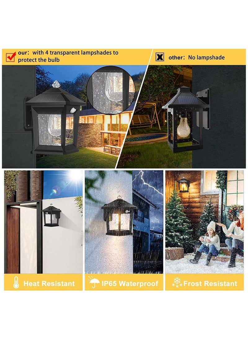 Solar Wall Light, Outdoor Solar Porch Light Waterproof Solar Wall Light with 3 Lighting Modes and Motion Sensor 3000K Dusk to Dawn Solar Wall Light for Garage Home - Image 4