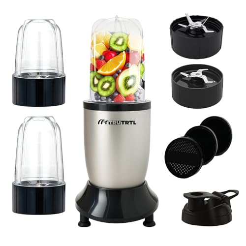 truTRTL Mr. TRU Nutri Insta Mixer Grinder for Home and Kitchen | Masala, Chutney & Smoothie Maker | 500W (3 Jars & 2 Blades, Silver) with Sipper Cap | 2 Years Warranty | Perfect for Gifting - Image 1
