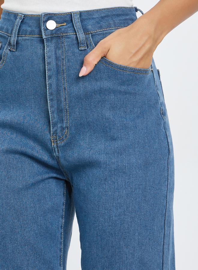 Styli Women Medium Blue High Rise Mom Fit Jeans - Image 3