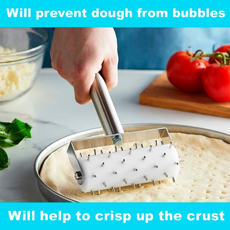 BOLTCORRSE Professional Pizza Dough Docker Roller - Stainless Steel Pizza Roller With Spikes Pastry Dough Docker For Crackers  Homemade Bread  Pie  Cake  Cookies - Pizza Dough Roller - Image 2