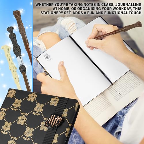 Get Trend Harry Potter Gifts Stationary Set with Cute Notebook Ball Point Wand Pens Pencil Case Stickers Cute Stuff Hogwarts Journal Accessories Black Harry Potter - Image 3